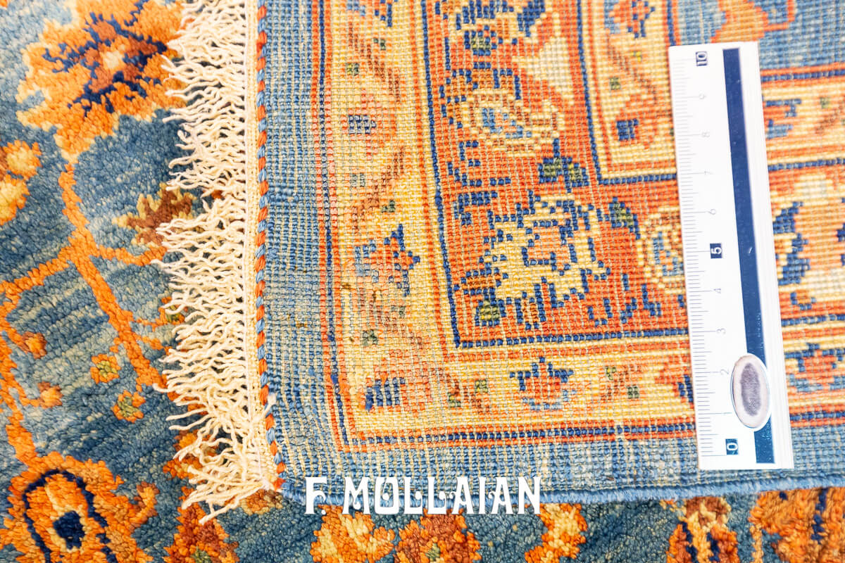 Tapis Persan Kashan Soie Couleur Bleu Céleste n°:270028